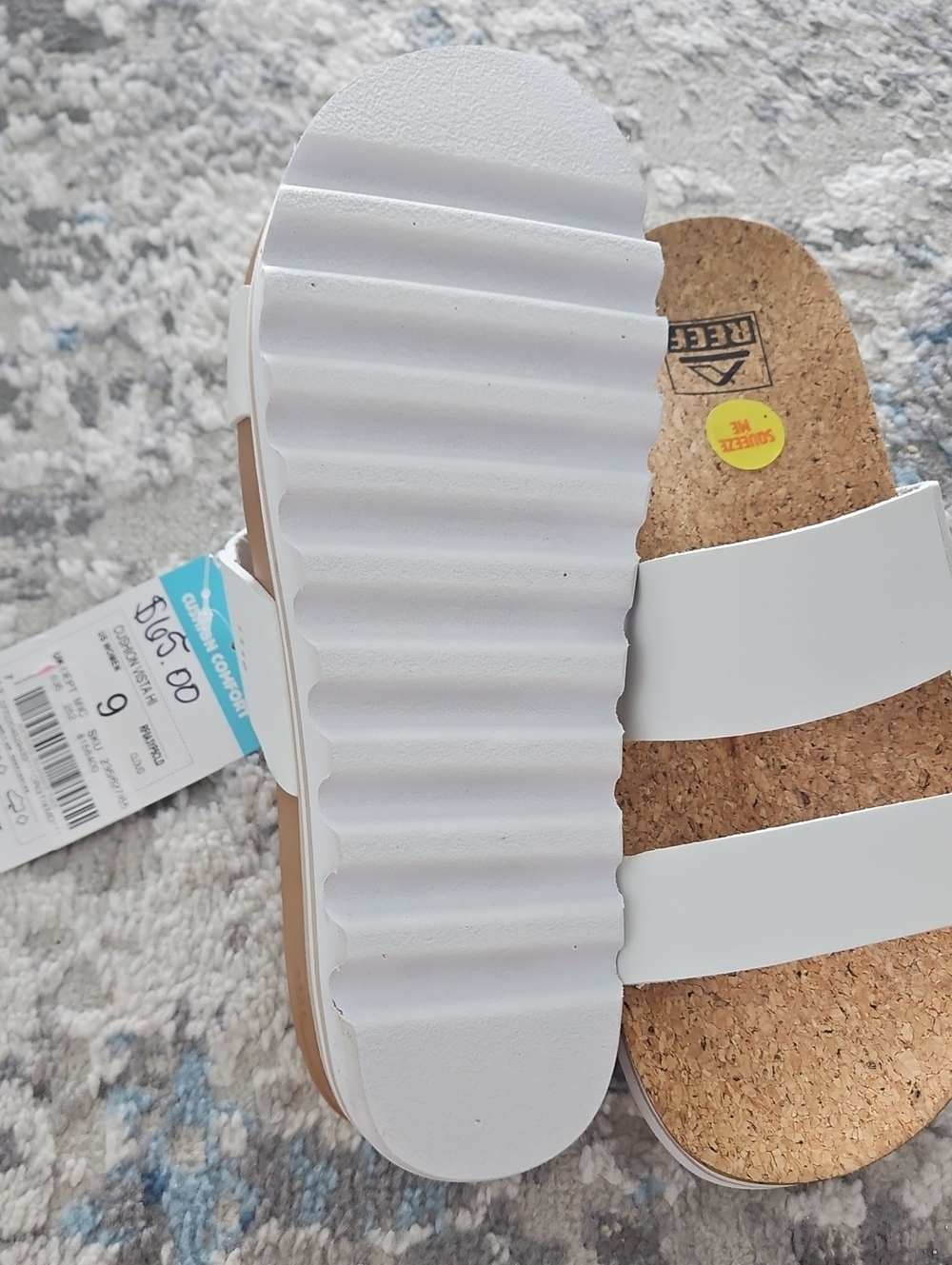 Reef White Kids Double Strap Cork Footbed Sandals